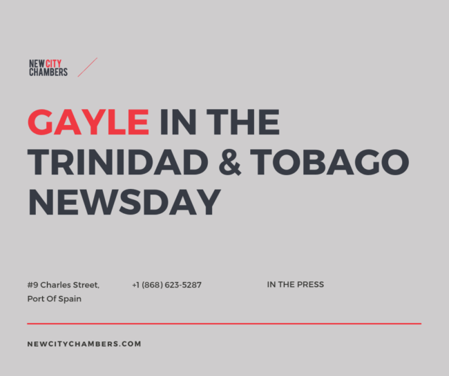 Matthew Gayle in the Trinidad & Tobago Newsday