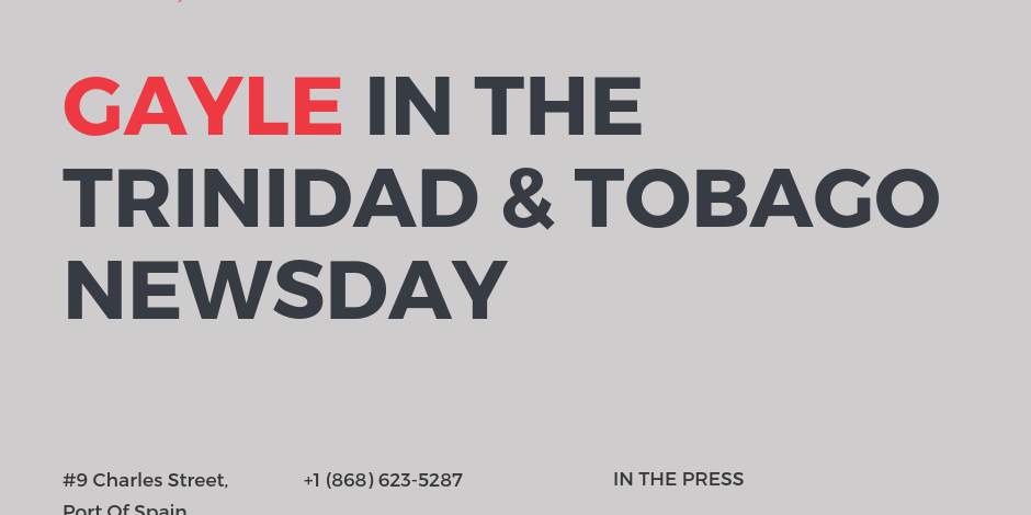 Matthew Gayle in the Trinidad & Tobago Newsday