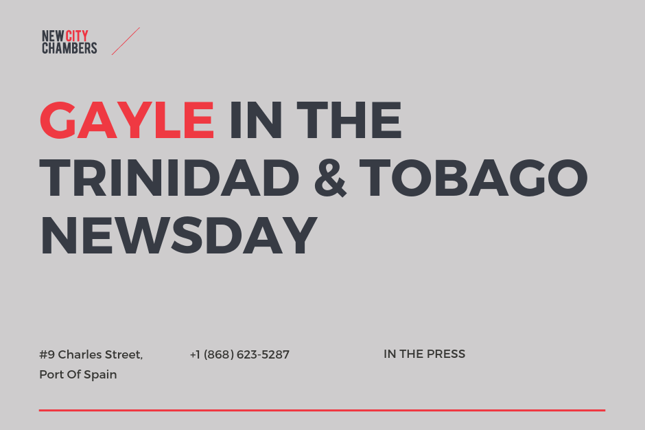 Matthew Gayle in the Trinidad & Tobago Newsday