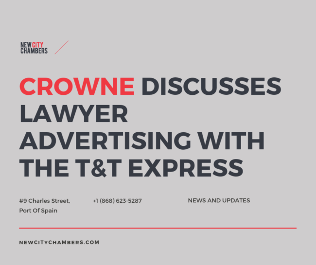 Dr Emir Crowne Discusses lawyer advertising with the trinidad and tobago express newspaper