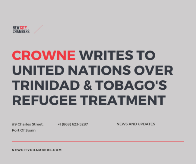 Crowne Writes to United Nations Over Trinidad and Tobago's Refugee treatment