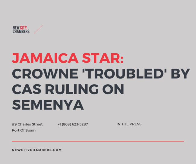 JAMAICA STAR: Crowne 'troubled' by CAS ruling on Semenya