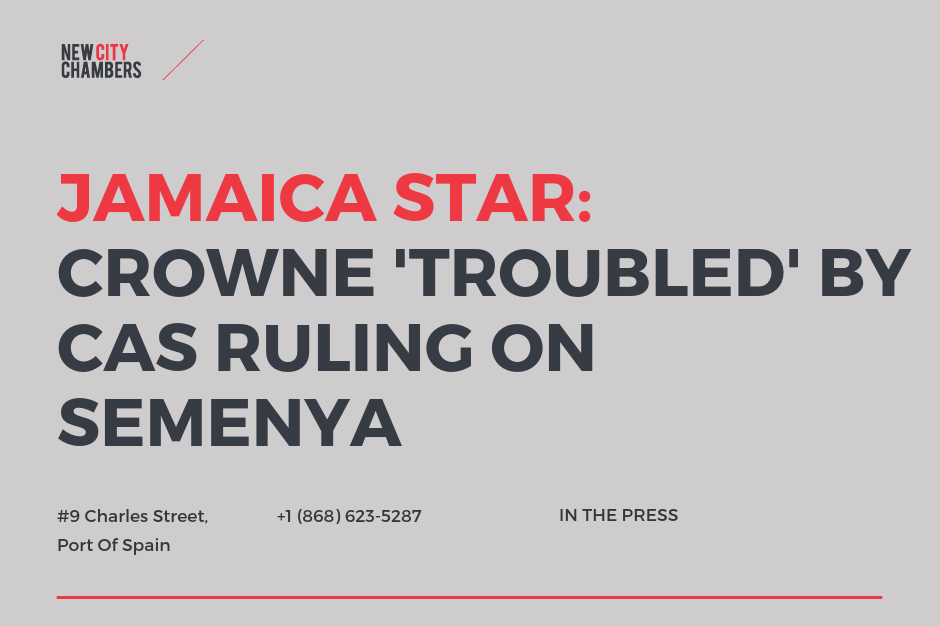 JAMAICA STAR: Crowne 'troubled' by CAS ruling on Semenya