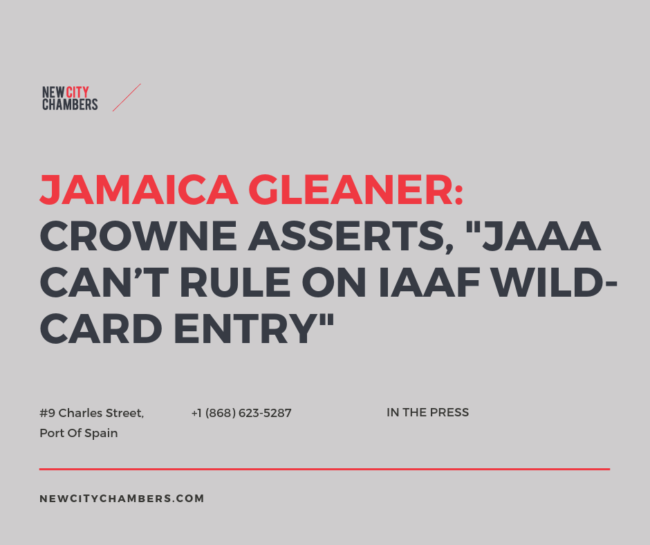 Jamaica Gleaner: Crowne asserts, "JAAA can't rule on IAAF wild-card entry"