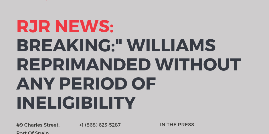 RJR News: BREAKING: Briana Williams reprimanded without any period of ineligibility