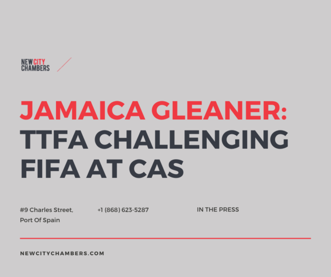 JAMAICA GLEANER:  TTFA Challenging FIFA At CAS