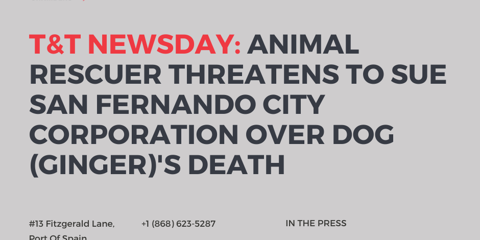 T&T NEWSDAY: Animal Rescuer Threatens To Sue San Fernando City Corporation Over Ginger The Dog's Death